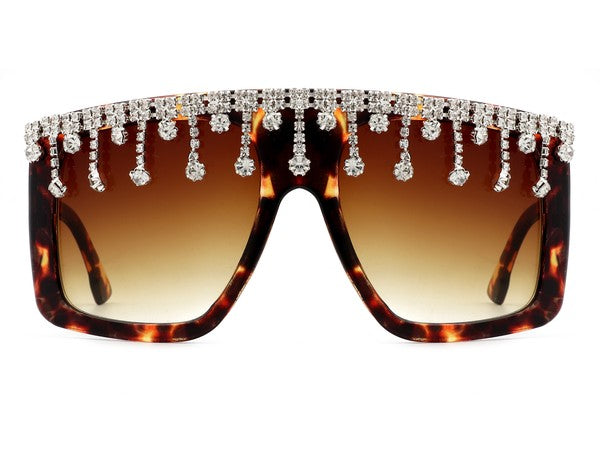 Oversize Square Rhinestone Fashion Sunglasses