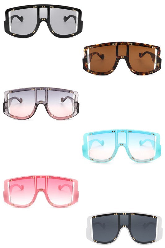 Oversize Square Fashion Shield Visor Sunglasses