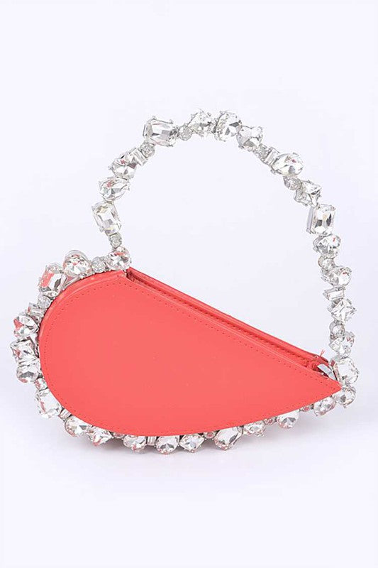 Crystal Handle Heart Shape Clutch