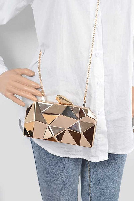 Shinny Iconic Edgy Box Clutch